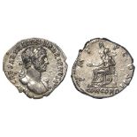 Roman Imperial, Hadrian (117-38 AD) AR Denarius, Rome mint, Concordia seat type AD 118, RSC 252a,