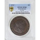 Twopence 1797 copper "cartwheel", slabbed PCGS XF40.