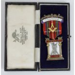 Masonic silver & enamel Founder's medal, St. Andrew Lodge No. 1360 S C. - hallmarked RS (Spencer,