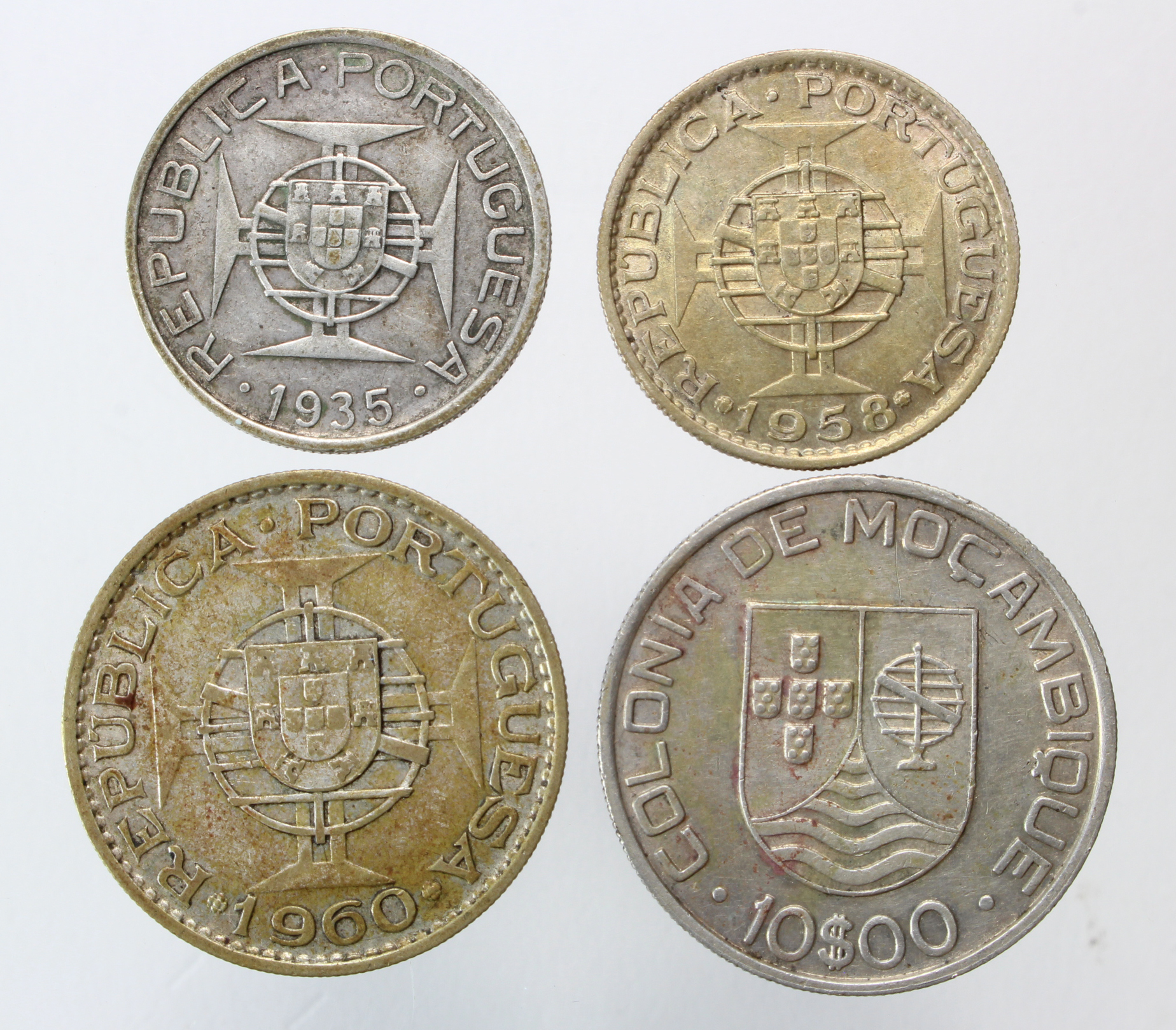 Portuguese Colonial silver (4): Mozambique: 5$00 1935 VF, 10$00 1936 nEF, and 20$00 1960 laquered - Image 2 of 2