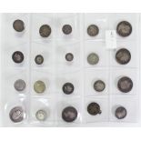 GB Silver Coins (20) 18th-19thC assortment from 3d to Halfcrowns, mixed grade, a few holed or