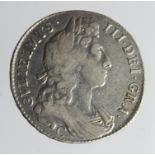 Halfcrown 1696 Octavo, C below bust (Chester Mint), first bust, large shields, early harp, S.3483,