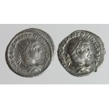 Roman Imperial (2) AR Antoniniani of Elagabalus (218-222 AD): Rome mint, Roma seated left, AD 219,