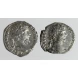 Roman Imperial (2) AR Denarii of Septimius Severus (193-211 AD): Rome mint, Securitas seated l.