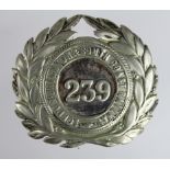 London, Brighton & South Coast Railway hat badge No. 239 - shows general wear