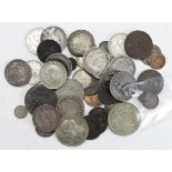 GB Coins (43, plus 4 world) 16th to 20thC assortment including much silver, mixed grade.