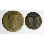 Roman Bronze (2): Augustus and Agrippa AE dupondius, Colonia Nemausus (Nimes, Gaul) mint after 10
