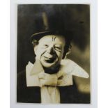 Doodles, Clown at Blackpool Tower, original 8"x6" b&w photo by J P Bamber, signed in ink 'Yours