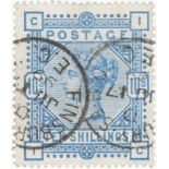 GB - QV 1883/4 10s pale ultramarine, white paper, SG183a. Good colour, two part Finsbury (Circus) EC