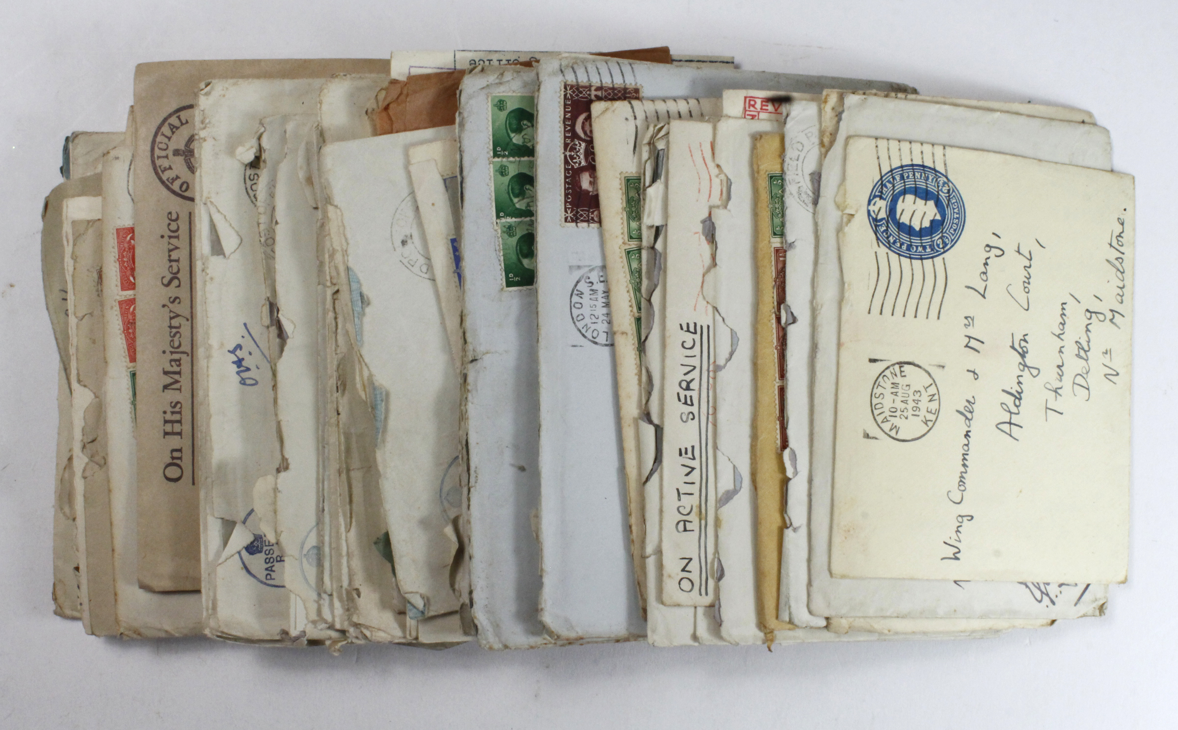WW2 interest - bundle of letters with envelopes which appear to be between husband and wife, Wing