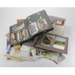Large plastic crate with a wide variety of older to modern GB and European postcards loose and in