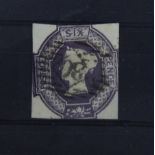 GB - QV 1847/54 Embossed 6d mauve, SG58, (wmk reversed), cut square, just touching design. Used, cat