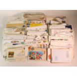 Large plastic crate packed with various GB and World FDC's and Commemorative Covers. (Qty) Buyer