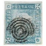 Mauritius 1859 Lapitot 2d blue intermediate impression, with concentric ring target cancel, good