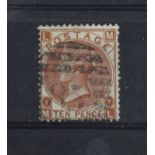 GB - QV 1867 10d deep red brown, Plate 1, SG114, sound condition, used, cat £400
