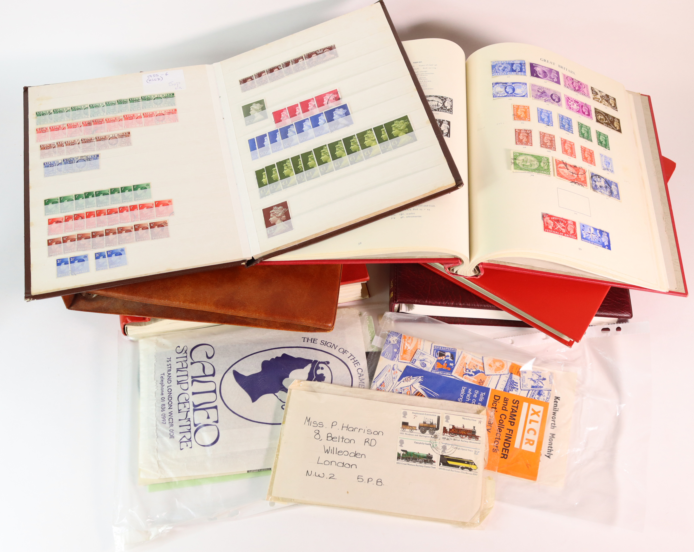 GB - plastic crate of mostly GB in various albums / stockbooks and a few loose. Stamps and