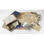 Military ephemera inc newspapers, postcards, photos, carte d'visit, newspapers, tin with Egyptian