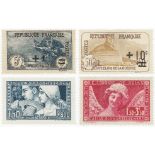 France various mint odd values, 1922 War Orphans Fund SG393 and 395 (small closed tear + gum