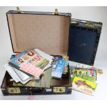 Quantity of mainly empty albums, contained in 2x postcard suitcases, various trade issues,