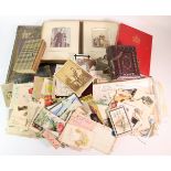 Ephemera - large crate of paper items inc early Christmas cards, photos, carte d'visit, memorial