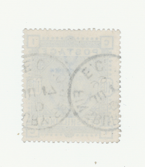 GB - QV 1883/4 10s pale ultramarine, white paper, SG183a. Good colour, two part Finsbury (Circus) EC - Image 2 of 2