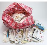 Giant red bag packed with various Covers, FDC's, Commemorative, Commercial, etc. World mix. Heavy (