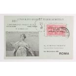 Italy 1917, the First Air Express stamp (SG102) issued by any country exhibition postcard.