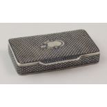 Late 19th century, French silver & niello vesta/snuff box, bears French silvermarks and has a French