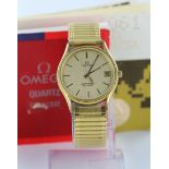 Gents gold plated Omega Seamaster (Quartz) circa 1984. The gilt dial with gilt baton markers and