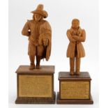 Suffolk interest. Two hand carved wooden figures, depicting interesting characters in history,