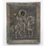 Russian Icon. A white metal Russian Icon, with Russian hallmarks, 70mm x 85mm approx.