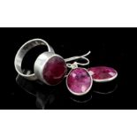 As new Ruby Gemstone Earrings in 925 Sterling Silver with Ruby Ring