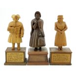 Suffolk interest. Three hand carved wooden figures, depicting interesting characters in history,