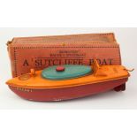 Sutcliffe tinplate clockwork boat, contained in original box (untested, sold as seen)