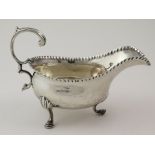 Early George III silver sauce-boat hallmarked WS (William Skeen?), London 1766 (has a small split