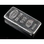 Silver Bar (1Kg) "Guaranteed By Schone B.V Amsterdam"