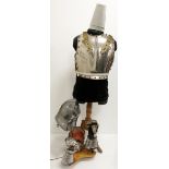 Armour. A collection of armour to comprise guards cuirass, with brass over straps (on a