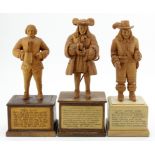 Highwayman interest. Three hand carved wooden figures, depicting interesting characters in