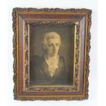 Mozart photogravure by Hanfstaengl (1891) after painting by Loren Vogel of Mozart age 19yrs old.