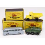 Matchbox Lesney. Three Matchbox Lesney boxed diecast models, comprising no. 6 (Quarry Truck); no. 54