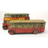 Two Novelty bus biscuit tins, circa 1920s - 1930s, comprising 'Ask for Carrs Biscuits' & '