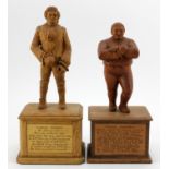 Strongman interest. Two hand carved wooden figures, depicting interesting characters in history,