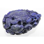 Lapis lazuli scroll weight, depicting a carp fish, length 85mm approx.