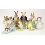 Beatrix Potter interest. A collection of nine Beswick Beatrix Potter figures, circa 1940s & later