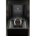 Mens Victorinox Swiss Army Alliance Auto Automatic Watch 241669, black dial with date, stainless