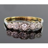 18ct and platinum graduated five stone diamond ring, diamonds calculated as weighing a total of