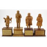 Norwich interest. Four hand carved wooden figures, depicting interesting characters in history, each