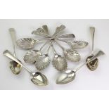 Teaspoons. Ten George III silver teaspoons, various hallmarks circa 1800-1805, weight 4.7 oz.