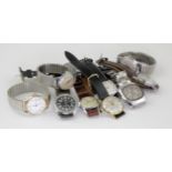 Wristwatches. A collection of ten Gents wristwatches, makers include Limit, Roamer, Lucerne,