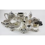 Silver, white metal & plate. A collection of silver, white metal & plated items, including a